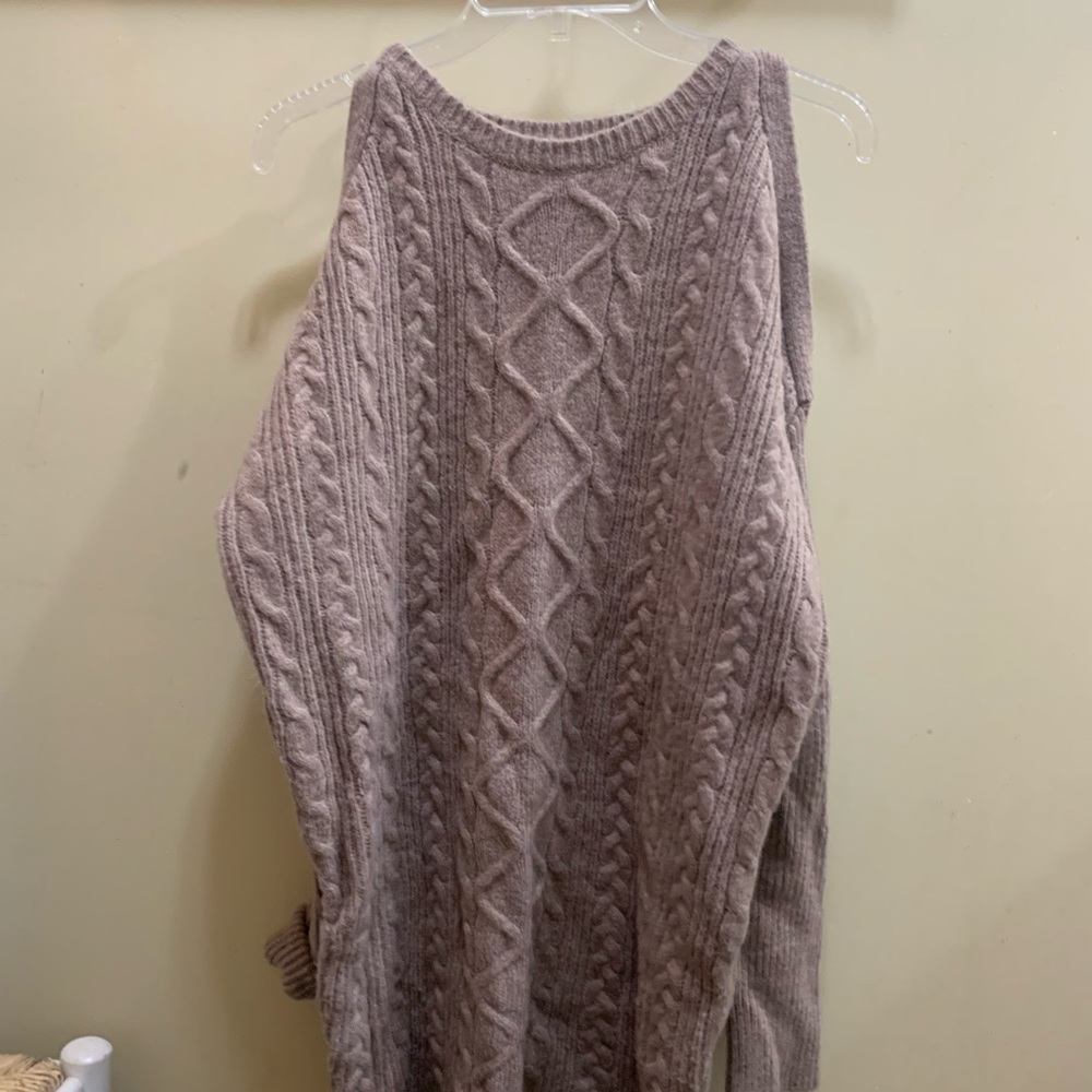 Brown sweater dress, keyhole long sleeves